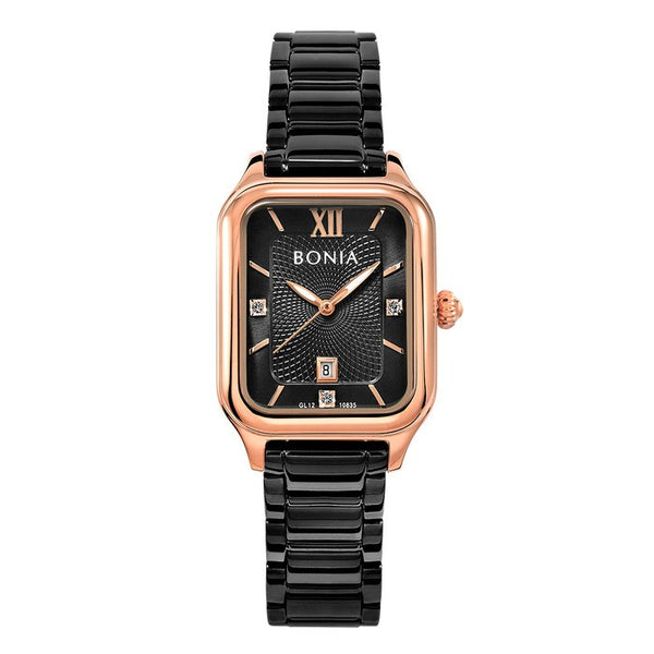 Bonia Elegance Black Dial Stainless Steel Analog B10835-2033 Women