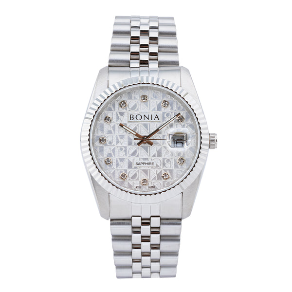 Bonia Noble Monogram Silver Dial B10550-1316 All Silver Men