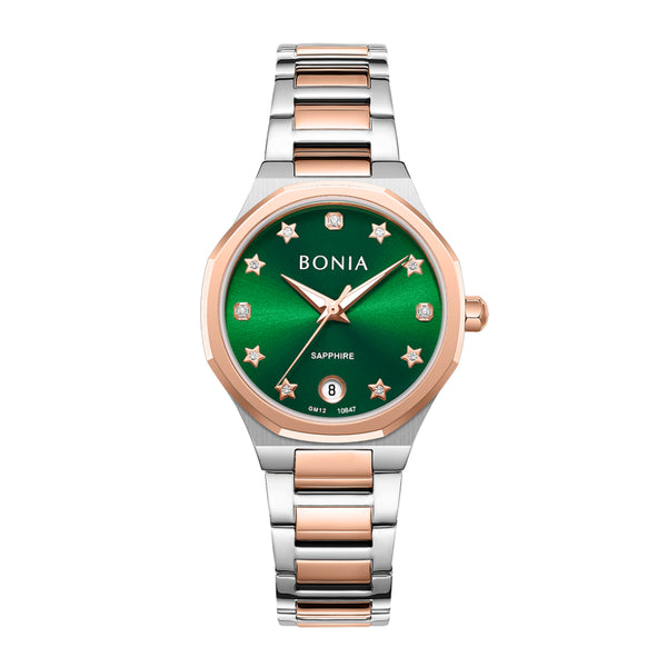 Bonia Stars Hour Green Dial B10847-2699 Women