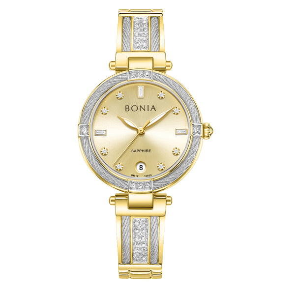 Bonia Twisted Glam Champagne Dial B10850-2127S Women