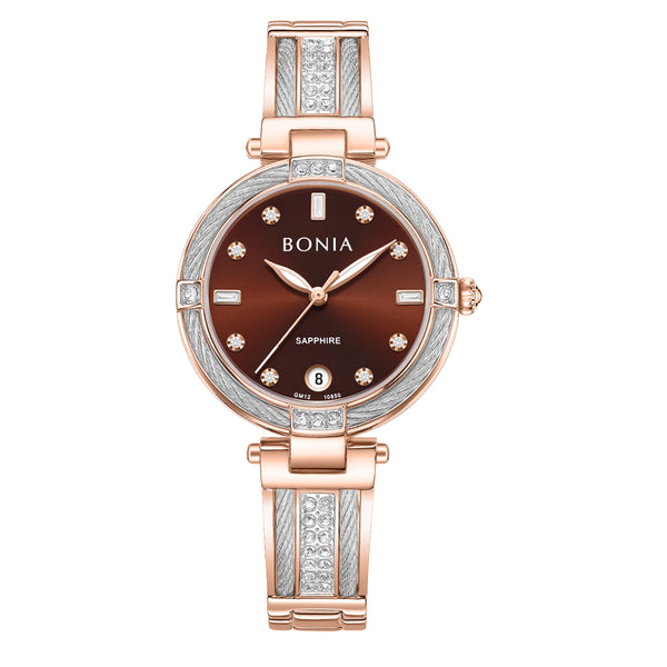 Bonia Twisted Glam Brown Dial B10850-2647S Women