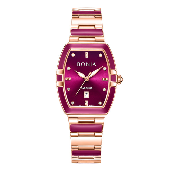 Bonia Curved Rectangle Purple Dial B10856-2567 Women