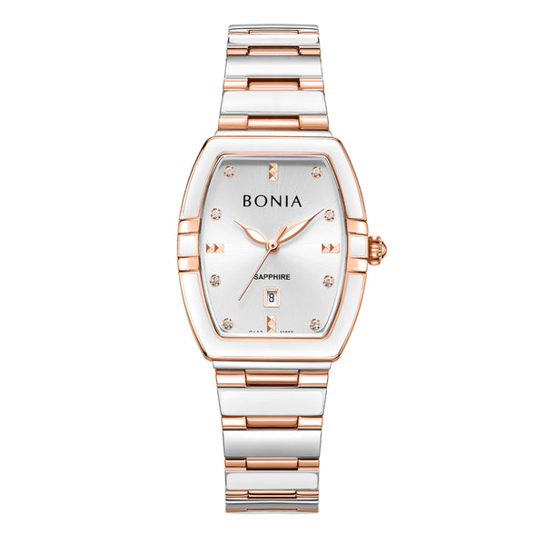 Bonia Curved Rectangle Silver Dial B10856-2617 Women