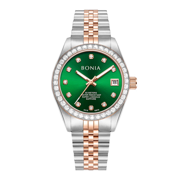 Bonia Noble Automatic Green Dial B10876-2697S Women