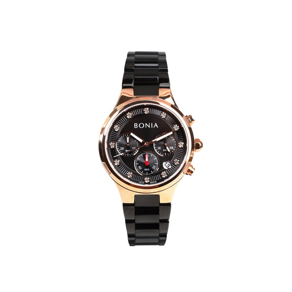 Bonia Black Rosegold Chronograph B195-2037C Women