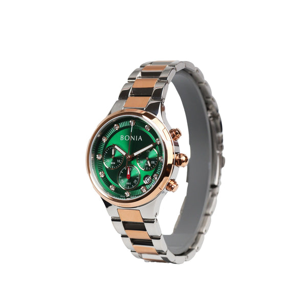 Bonia Green Rosegold Chronograph B195-2697C Women