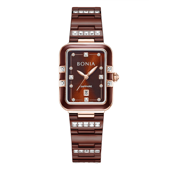 Bonia Rectangle Brown Dial B10855-2047S Women