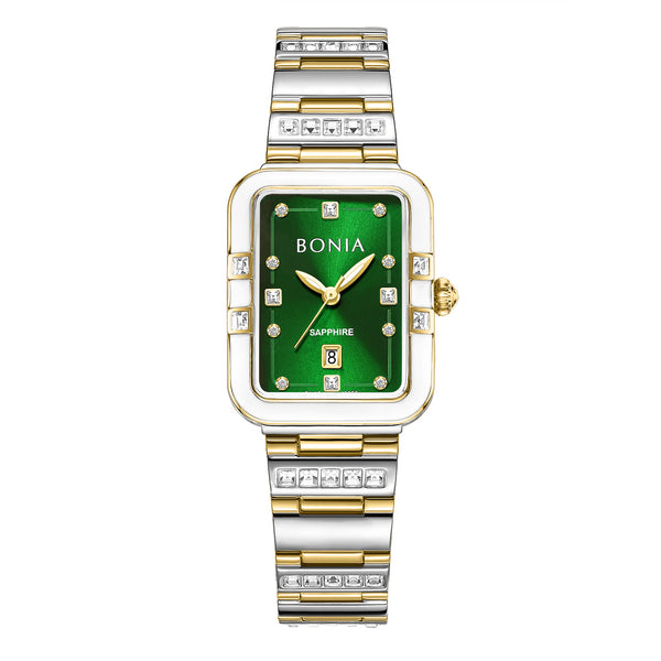 Bonia Rectangle Green Dial B10855-2197S Women