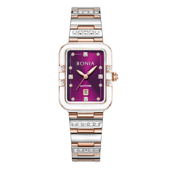 Bonia Rectangle Wine Red Dial B10855-2667S Women