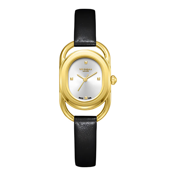 Lee Cooper Black Leather Silver Dial LC08055.131 Women