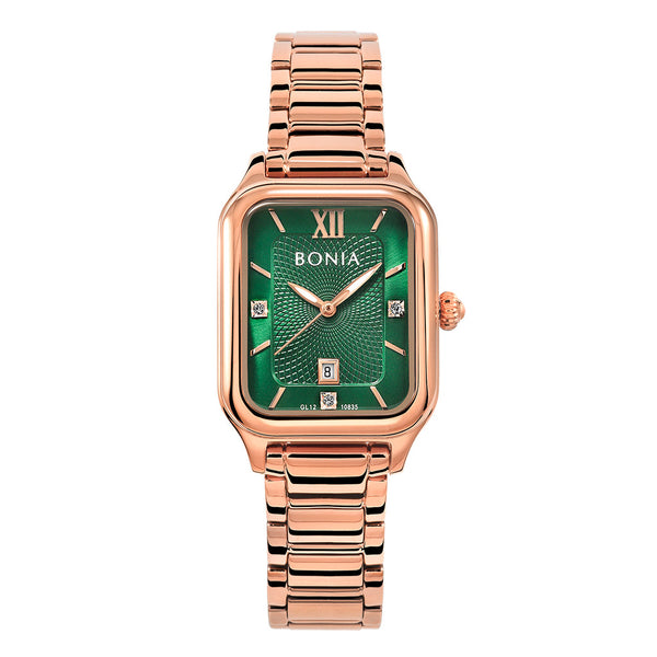 Bonia Elegance Green Dial Stainless Steel Analog B10835-2593 Women