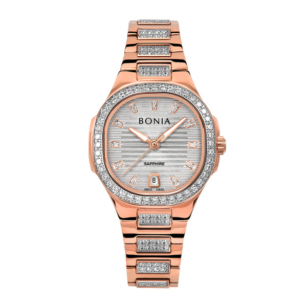 Bonia Cristallo Silver Dial Stainless Steel Analog B10833-2517LE Wanita
