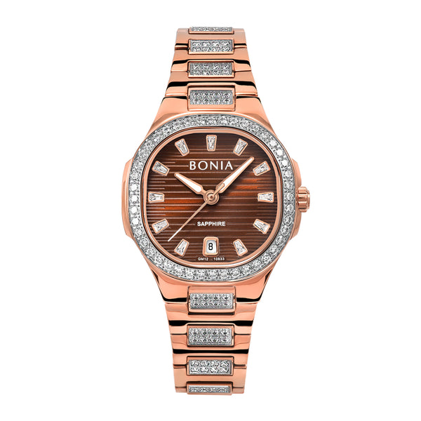 Bonia Cristallo Brown Dial Stainless Steel Analog B10833-2547LE Women