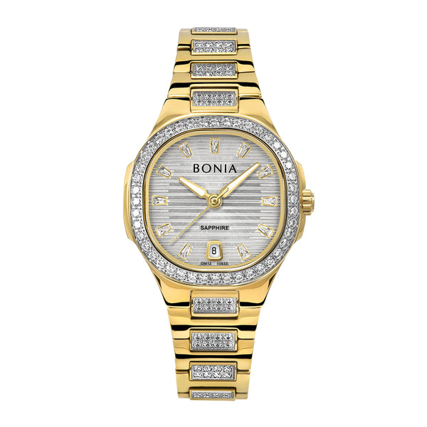Bonia Cristallo Silver Dial Stainless Steel Analog B10833-2217LE Wanita